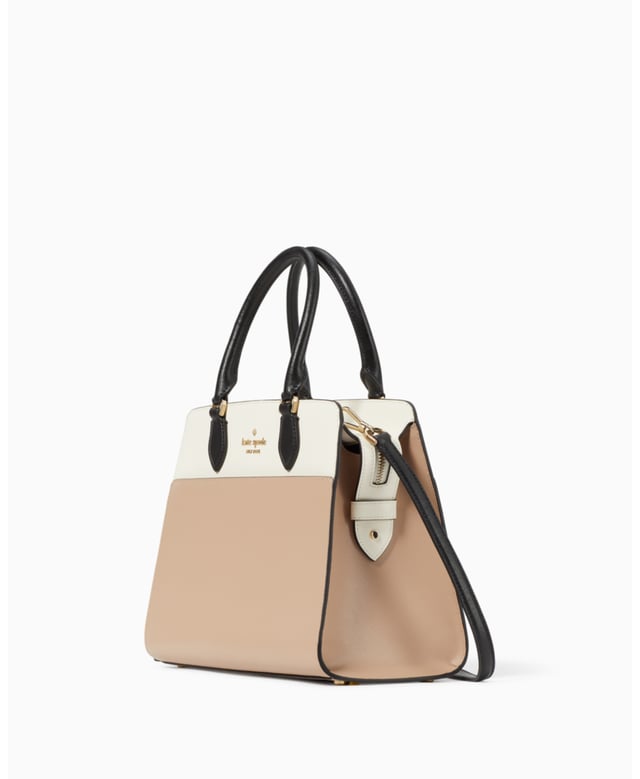 Madison Colorblock Saffiano Leather Medium Satchel, Back Zip And Front Slip Pocket, Front Slip Pocket,  Length: 14.00 Cm,  Width: 23.00 Cm,  Height: 30.00 Cm