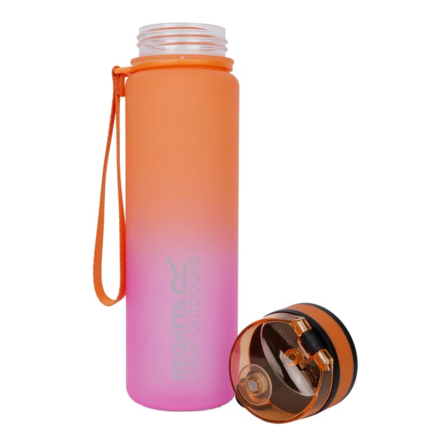 80% Tritan Copolyester Plastic, 10% Thermoplastic Elastomer, 10% Polycarbonate. BPA-Free Plastic, Lightweight. Flip-Top Lid, Leakproof. Capacity: 0.6L. Sustainability: Reusable.