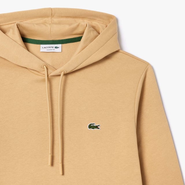 Men's Lacoste Organic Cotton Hoodie Classic fit  natural ease  Jersey lined hood  Kangaroo pocket Embroidered crocodile sewn onto chest Brushed organic cotton fleece Men's Lacoste Organic Cotton Hoodie Classic fit  natural ease  Jersey lined hood  Kangaroo pocket Embroidered crocodile sewn onto chest Brushed organic cotton fleece