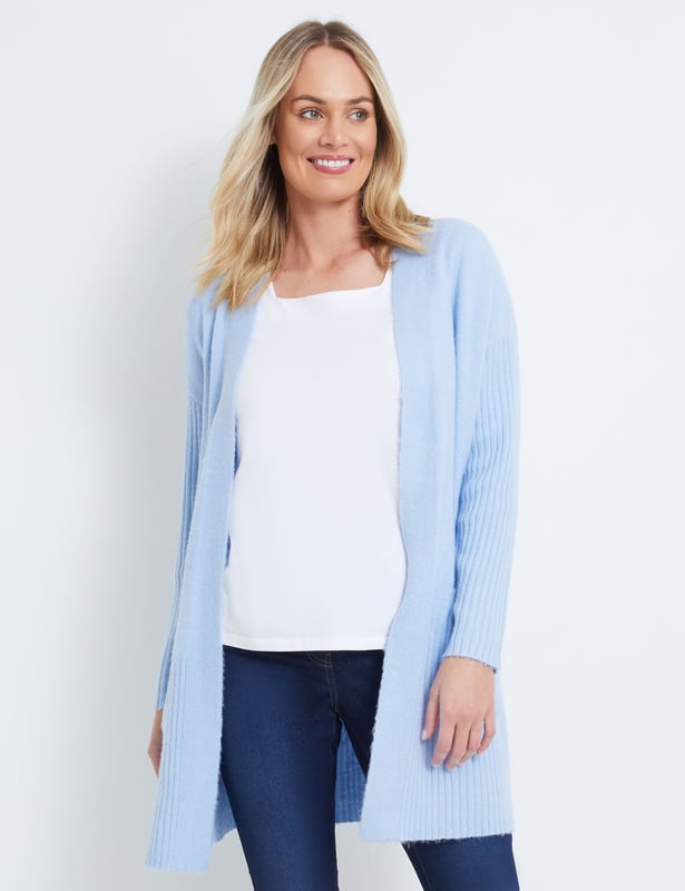 Light blue open outlet front cardigan