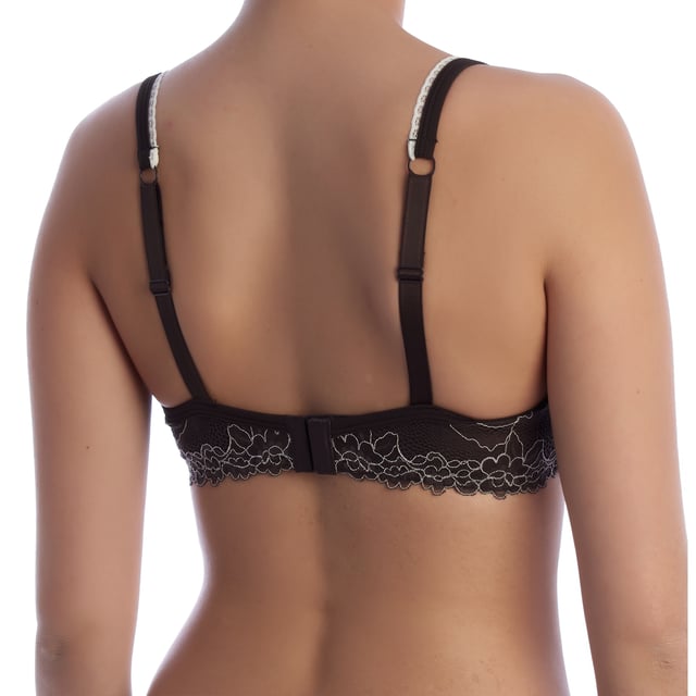 FLAVIA padded underwired bra, designed to enhance the figure with optimal support and a comfortable and feminine design.

 Details:

 - Underwire design with shaping padding.
 - Smooth cups with floral lace.
 - Delicate lace on the sides.
 - Adjustable straps with embroidery.
 - Adjustable rear closure.
 - Floral lace on the bands.
 - Decorative bow in the center.
 - Made of high quality materials.

 The FLAVIA model is a padded, underwired bra that combines support, elegance and comfort, ideal for those looking for an underwired bra that enhances the bust with a refined design.
 Composition: 57% Polyamide, 31% Polyester, 12% Elastane
 Care:
Machine wash up to 30ºC.
 Avoid using bleach.
 Do not tumble dry.