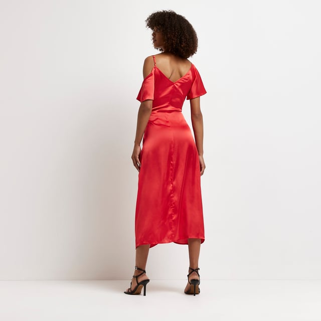 River island shop red midi dress
