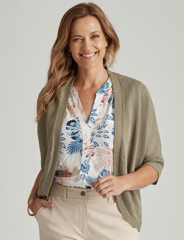 Womens Millers Elbow Sleeve Curved Cardigan