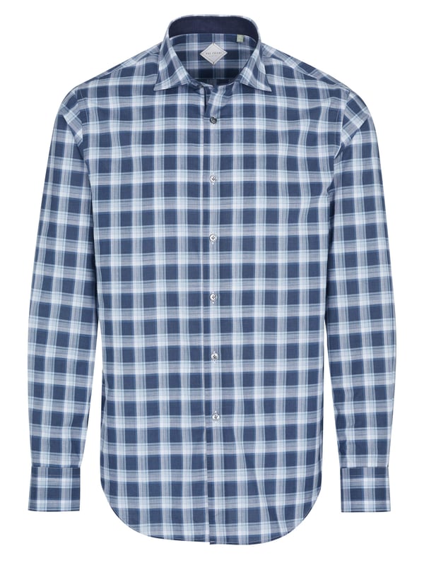 100% algodón; camiseta de Pal Zileri;  Modelo: O370G154S--50998 08;  Mano de obra de alta calidad;  100% algodón suave;  Ajustado;  collar de tiburón;  Tapeta con 7 botones;  puños deportivos;  Detalles del logotipo de Pal Zileri