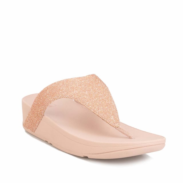 Women's Fit Flop Lottie Glitzy Toe Thong Sandals in Rose Gold