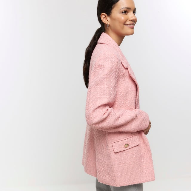 River island clearance pink boucle jacket