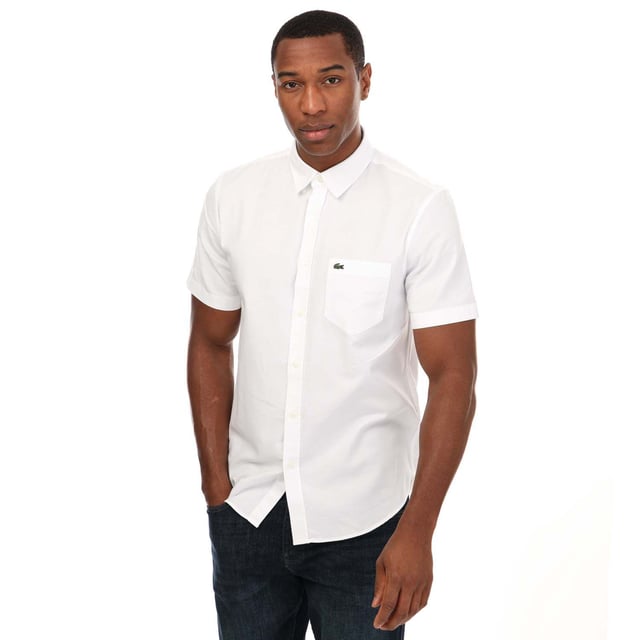 Men s Lacoste Regular Fit Cotton Shirt in White