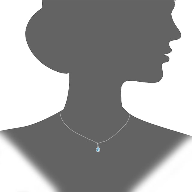 Oro blanco de 9 quilates (375): 1,01 g; # Diamante: 0,08 quilates; # Topacio Azul: 0.79ct