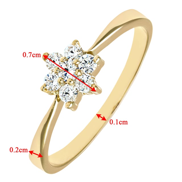 9K (375) Yellow Gold: 1.4gr; # Cubic Zirconia