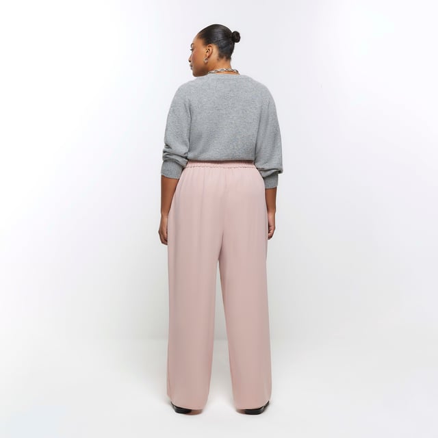 River Island Womens Wide Leg Trousers Plus Pink High Waisted