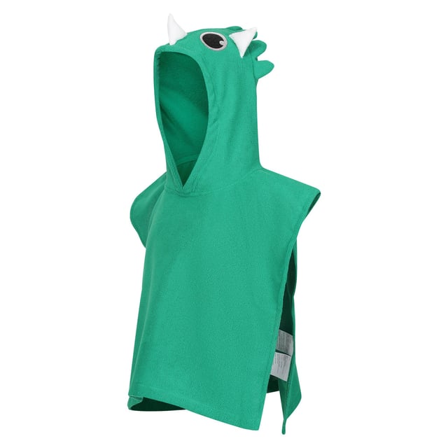 100% Polyester. Fabric: Towelling. Design: 3D, Dinosaur, Embroidered. 180gsm. Fastening: Pull Over. Hood Features: Sew-On. Sleeve-Type: Sleeveless.