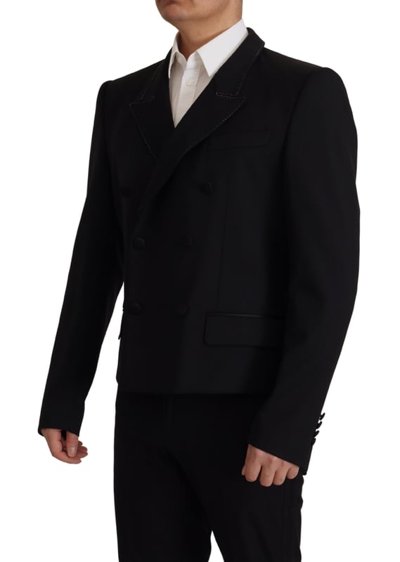 Stunning double breasted wool blazer with notch lapels
  Black color
  2-button fastening
  Logo details
  Made in Italy
  Material: 97% virgin wool 3% elastane
  Lining: 57% Cupro 43% Polyester
Material: 97% Virgin Wool 3% Elastane