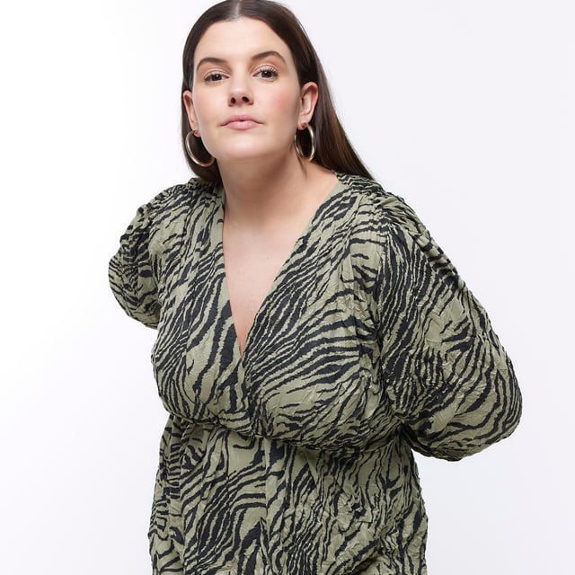 River island print midi clearance dress khaki