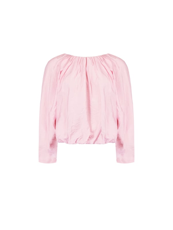 Co-founders' Notes

Our Pink Blouson Sleeve Top is a stylish blend of comfort and sophistication. Crafted from a lightweight viscose blend with a soft crinkle texture, this top ensures breathability and ease of wear. The elasticated cuffs and blouson sleeves add a touch of style, while the elasticated bubble hem bodice, finishing at the top of trousers, creates a flattering silhouette. Fully lined for optimal comfort, this top seamlessly combines fashion and functionality for a versatile wardrobe staple.

Bubble Hem

Fully Lined
Crinkle Texture Fabric
Loose fit. Try your usual size



Fabric &amp; Care



Composition: Main: 86% Viscose 14% Nylon Lining: 100% Viscose


Garment Care: Machine washable



Size &amp; Fit


Loose fit. Try your usual size

Length: 48cm (size 10)

Model is 170 cm/5'7" and is wearing a size 10