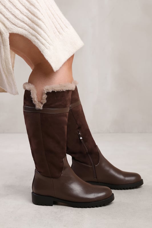 Wide calf shearling boots cheap