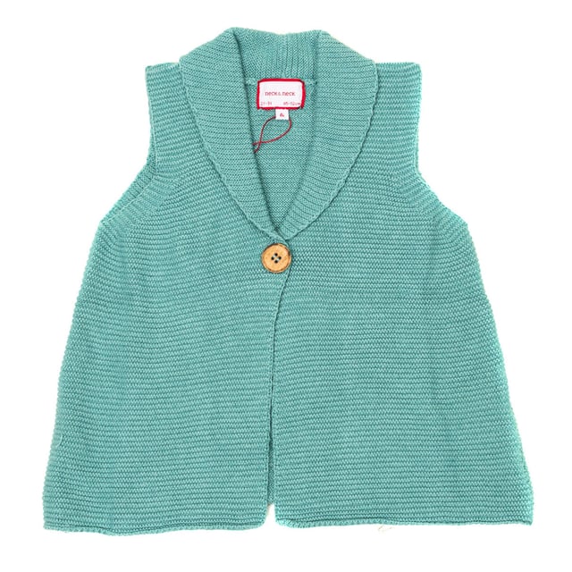 Knitted vest.
 Lapel collar.
 Button closure at the front.
 Seams seen in tone.
 Composition: 95% Cotton, 5% Wool
 Care:
- Wash at max. 30ºC.
 - Do not use bleach.
 - Iron at low temperature.
 - Supports dry cleaning.
 - Do not use dryer.
