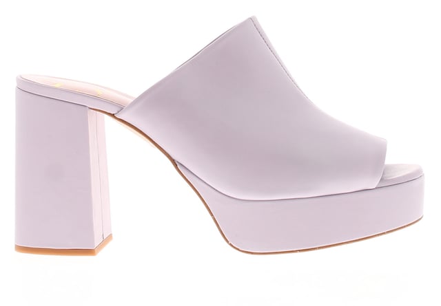 Ted Baker Dames Hakken Deltino Leren Muiltjes Peep Toe Blokhak Paars. Leren Bovenkant. PU Voering. Synthetische Zool. Schoenen Hakken.