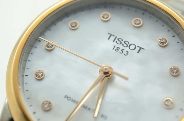 This Tissot Luxury Powermatic 80 Analogue Watch for Women is the perfect timepiece to wear or to gift. It's Multicolour 33 mm Round case combined with the comfortable Silver Stainless steel watch band will ensure you enjoy this stunning timepiece without any compromise. Operated by a high quality Automatic movement and water resistant to 5 bars, your watch will keep ticking. This high quality watch has an automatic watch movement ( recharged by any movement with your wrist; never needs a battery) - This Analogue watch has a Movement : Swiss Made High quality 19 cm length and 17 mm width a Silver Stainless steel strap with a Deployment clasp Case diameter: 33 mm,case thickness: 10 mm, case colour: Multicolour and dial colour: Mother of pearl