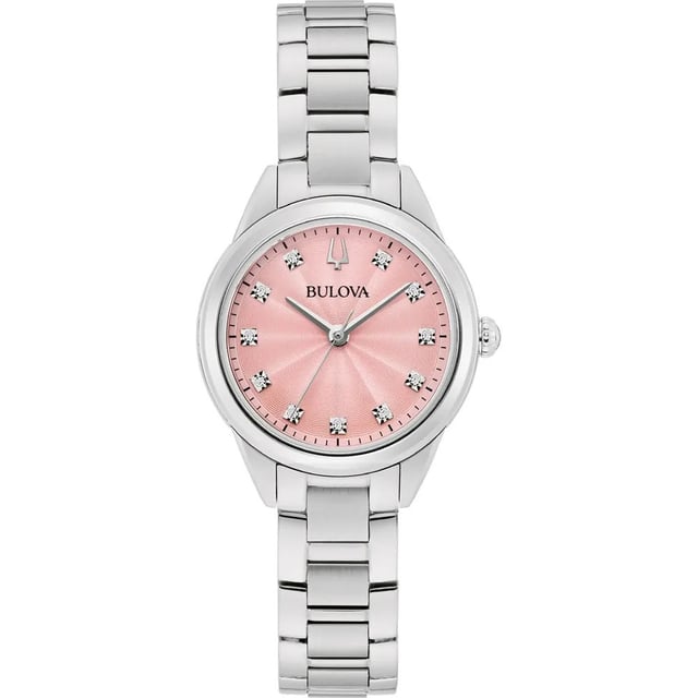 This Bulova Sutton Analogue Watch for Women is the perfect timepiece to wear or to gift. It's Silver 28 mm Round case combined with the comfortable Silver Stainless steel watch band will ensure you enjoy this stunning timepiece without any compromise. Operated by a high quality Quartz movement and water resistant to 3 bars, your watch will keep ticking.