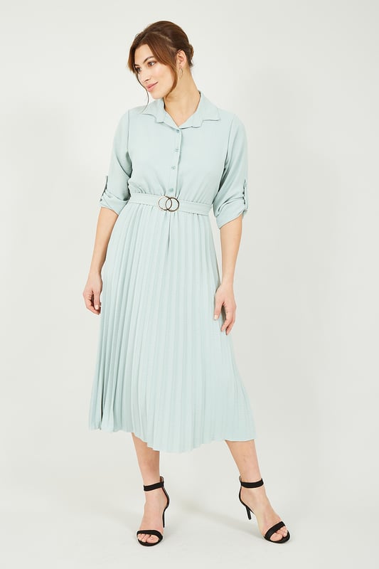 Pleated skirt dress on sale green