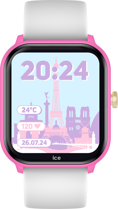 This Ice Watch Ice Smart Junior 2.0 - Flashy Pink - White Digital Watch for Girls is the perfect timepiece to wear or to gift. It's Pink  Rectangular case combined with the comfortable White Silicone watch band will ensure you enjoy this stunning timepiece without any compromise. Operated by a high quality Quartz movement and water resistant to 5 bars, your watch will keep ticking. Kids can wear the same watch as mum or dad with the ICE smart junior 2.0! This connected watch, perfecy in sync with trends and DNA of the Ice-Watch brand, will really impress children aged between 6 and 12. This Digital watch has a Calendar function: Day-Date , Bluetooth , Stop Watch , Timer , Heart rate monitor and Alarm High quality 20 cm length and 21 mm width White Silicone strap with a Buckle Case measurement: 35 X 41 mm,case thickness: 11 mm, case colour: Pink and dial colour: Pink