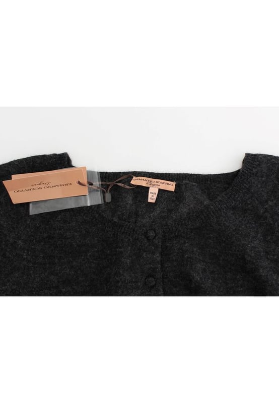 Brand: Ermanno Scervino
  Style: Cropped Sweater
  Material: 25% Alpaca 45% Wool 30% Polyamidica
  Color: Dark Gray
  Closure: Button
  Details: Logo
  Origin: Made in Italy