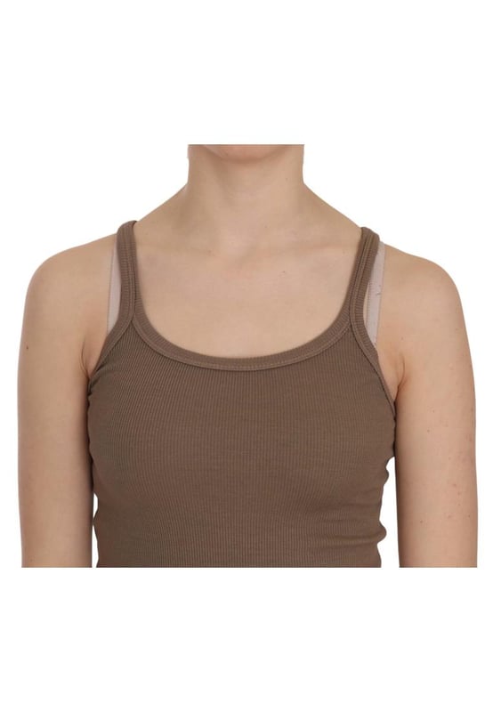 Brand: PINK MEMORIES
  Color: Brown
  Style: Round Neck Sleeveless Spaghetti Strap Top Blouse
  Material: 100% Cotton
  Logo details
  Gender: Women