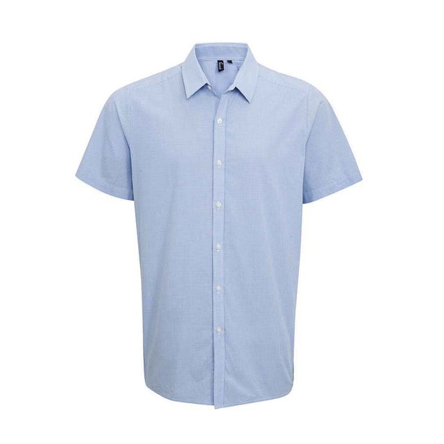 100% Cotton. Fabric: Poplin, Yarn Dyed. Design: Gingham. Hem: Curved. Sleeve-Type: Short-Sleeved. Neckline: Soft Touch, Turn Down Collar. Clear Buttons. Fit: Semi-Fitted. 115gsm. Sustainability: Amfori, BSCI, REACH, Sedex, WRAP Certified.