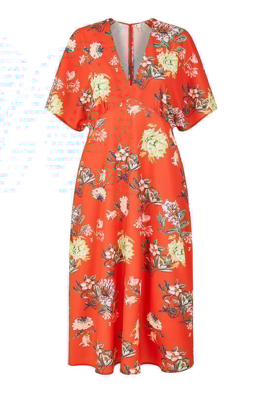 Red floral flowy dress on sale