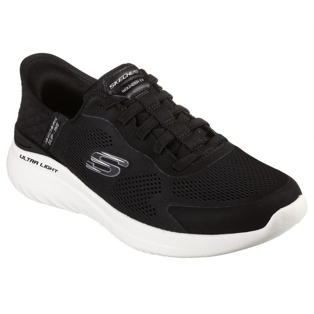 Blijf actief in flexibel en lichtgewicht comfort met de Skechers Bounder 2.0 Emerged. Deze sportieve stijl heeft een slip-on bovenwerk van mesh en synthetisch materiaal met een dempende Skechers Air-Cooled Memory Foam binnenzool.