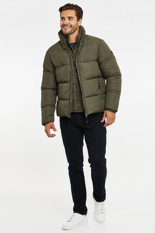 Khaki Sapporo Showerproof Mock Layer Puffer Jacket