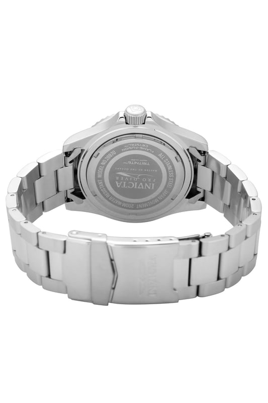 El Invicta 26970 tiene una caja de acero inoxidable de 40 milímetros con un dial negro. Este modelo está impulsado por un preciso movimiento de cuarzo. Resistente a la presión del agua hasta 20 bares. Este modelo es parte de la colección Invicta Pro Diver. Incluye garantía de 2 años de Invicta.