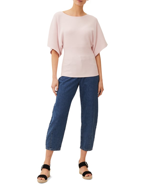Embrace effortless style with this Pale Pink Kimono Ripple Knit, perfect for a casual chic look. Machine washable for easy care.