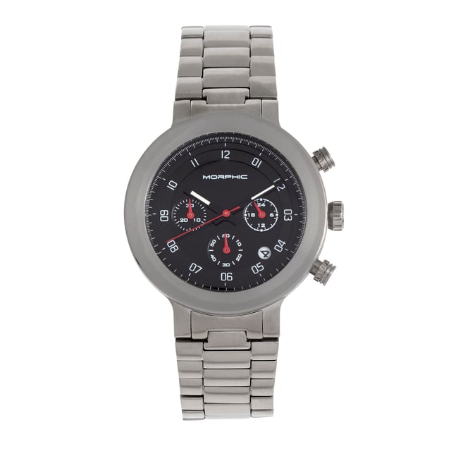 316L Surgical-Quality Stainless Steel Case; Accurate Japanese Quartz Movement; Full-Function Chronograph; Non-Glare Scratch-Resistant Mineral Crystal; Logo-Engraved Stainless Steel Caseback; 304L Surgical-Quality Stainless Steel Bracelet; Logo-Engraved Stainless Steel Clasp; Luminous Hands; Date Indicator; 24-Hour Sub-Dial; 43mm Case Diameter; 10 ATM Water Resistance;