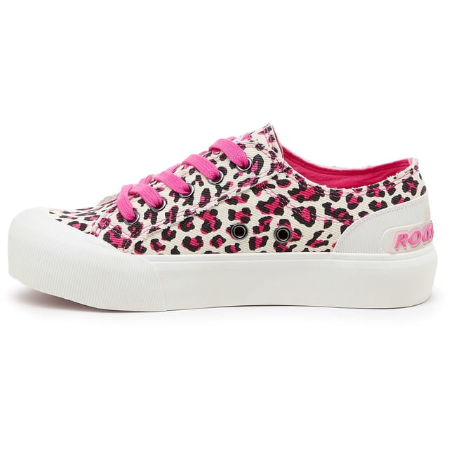Zapatillas Rocket Dog Jazzin Plus rosas para mujer, confeccionadas en algodón y suela de goma. Incluyen plantilla acolchada, logo Rocket Dog y suela de goma.