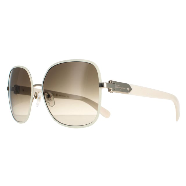 Salvatore Ferragamo Butterfly Womens Light Gold Ivory Brown SF150S