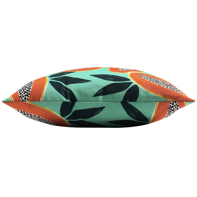 Amongst the green leaves, features a vibrant Papaya fruit print in bold oranges and tropical greens. Pop it in your outdoor space, it is sure to stand out.
