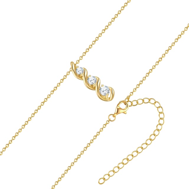 Do you like wearing symbolic jewelry in stylish designs? Then you will love this necklace from the Rafaela Donata label: The spiral stands for energy and change - here implemented in a magical pendant made of 925 sterling silver, refined with timeless yellow gold and decorated with three glittering zirconia crystals. The accessory dangles from a delicate anchor chain and becomes an eye-catcher in the décolleté. The combination talent harmonizes with many looks, from casual to festive. Practical: A lobster clasp and an extension piece ensure a high level of comfort and easy length adjustment.