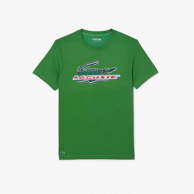 Men’s Lacoste Sport Regular Fit Organic Cotton T-shirt - Regular fit  straight cut: Active styling. Ultra-dry technology: Quick drying. Crocodile logo print: Strikes fear into the hearts of your opponents. Silicone crocodile badge: The sign of an athlete. Organic cotton jersey: Grown without GMO or chemical products.- Ref: TH5156-L94