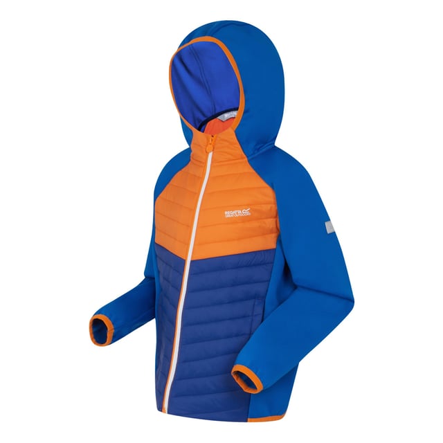 Regatta - "Kielder VIII" Hybridjacke für Kinder (Dunkelblau/Persimmon) 90% Polyester, 10% Elastan. Gewebe: Polyamid, Softshell, Synthetische Daunen, Warmloft-Isolierung. Design: Blockfarben, Logo, Gesteppt. Gewebetechnik: langlebig, Ergonomisch, Flexibel, Leicht, wasserabweisend, Wasserabweisend. Komprimierbar, Extol Stretch-Einsätze, Reflektierende Leiste, Reißverschlussschutz. Mit Kapuze. Langärmlig. Bündchen: Mit Stretch. Kapuzenmerkmale: angenähte Kapuze, Mit Stretch. Taschenart: Zwei Seitentaschen. Durchgehender Reißverschluss. Saum: Mit Stretch. Denier: 20. Material: Wetterfest. 104: 56 cm. 128: 66 cm. 140: 73,66 cm. 146-152: 78,74 cm. 170-176: 90,17 cm. 158: 81,28 cm. 164: 84 cm. 116: 61 cm.