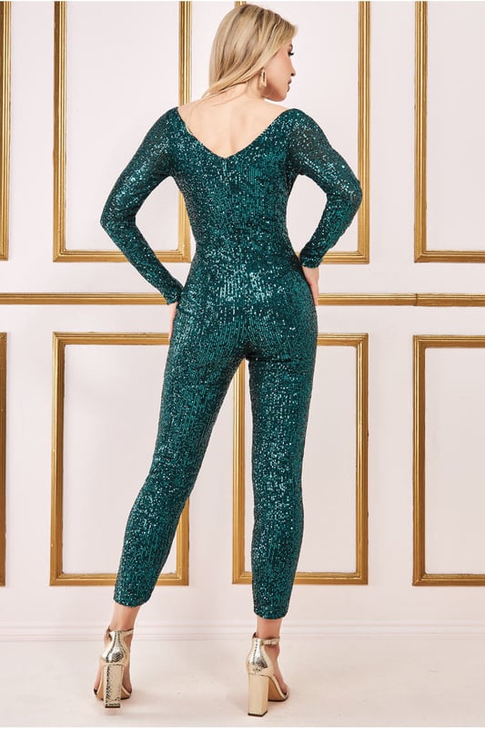 Striped Sequin Jumpsuit - Summer Evening Glamour
