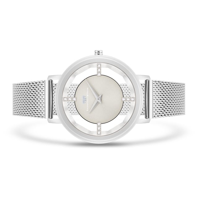 Are you looking for a special watch? Then this women's model from Rhodenwald & Sons is a good choice: Functional design combines with a contemporary interpretation of the skeleton-maker traditional watchmaker art creates an expressive accessory. A hint of skin shimmers between the dial and the bezel, sophisticated by stylized barnice, decorated with crystals from Swarovski®. A dial with Sunray cut and Dauphine Zeherer reflects the sunlight. The robust stainless steel housing and a perfectly coordinated stainless steel bracelet in Milanane-optics with sliding caps ensure the best suitability for everyday use.