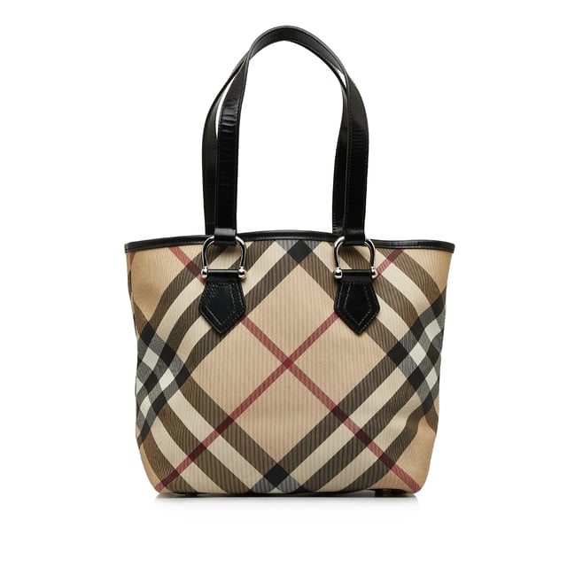 Vintage Burberry Supernova Check Tote Bag Brown