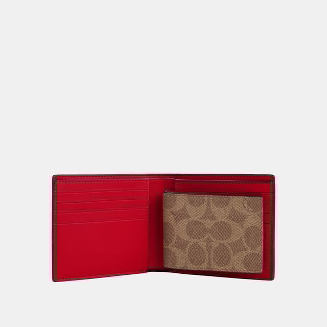 3 in 1 Wallet in Signature, Eight credit card slots
 Full-length bill compartments
 Removable insert with ID window and two credit card slots,  Length: 11.50 cm,  Width: 2.50 cm,  Height: 9.50 cm