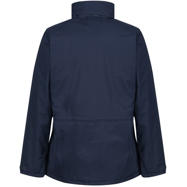 100% Polyester. Concealed hood with adjuster. Stormflap with hook and loop. Adjustable cuffs. Inside pocket. 2 zipped lower pockets. Adjustable shockcord hem. Concealed zip entrance in lining for embroidery access .Taped seams. Shaped fit. Size 10, 12, 14, 16, 18, 20. Fabric Waterproof Hydrafort peached polyester fabric. Windproof fabric, Polyester lined. Thermoguard insulation.
