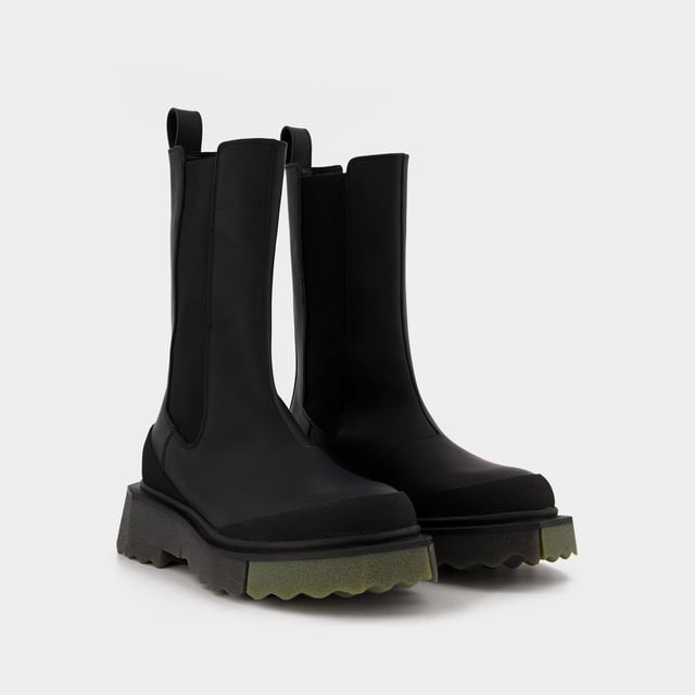Sponge Sole High Chelsea Boots In Black Green Leather sponge-sole-high-chelsea-boots-in-black-green-leather