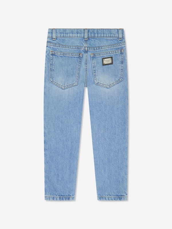 Dolce  Gabbana incorporate passion and enigmatic detailing into their exquisite designs. These unisex skinny jeans capture the Italian label's passion for innovation combined with a daring pathology embodied in aesthetics. Crafted in beautiful cotton denim with an intricate detailed 'Milano Dept DG' side logo via a traditional five-pocket design and silver embellished branded tag on the back.  Regular Fit 100% Cotton