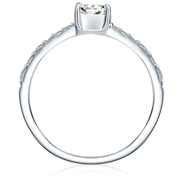 How about a solitary ring as a engagement ring? The origins of this classic go back to the noble jeweler Tiffany, who designed a narrow ring with a diamond in a recording in the 19th century. In this way, light rays can also fall into the stone and spark a special sparkle. With modern engagement rings, it no longer has to be a diamond: This creation of the 1934 manufactory in 1934 captivates with a large zirconia with a brilliant cut, flanked by a wreath of smaller jewelry stones. The ring rail made of 925 sterling silver is protected by rhodium line.
