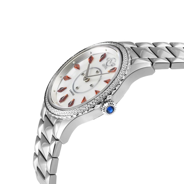 Reloj de diamantes Siena con esfera de MOP y cuarzo suizo, acero inoxidable 316L.