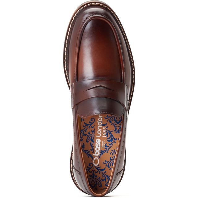 Base London Ivey Leather Men's Burnt Brown Loafers With its stylish profile and robust rubber tread, Ivey is the loafer for all seasons. Crafted from high quality leather uppers and boasting an Ortholite insole this penny loafer from Base London is just the ticket.